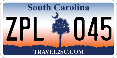SC license plate ZPL045
