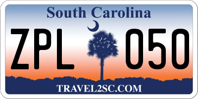 SC license plate ZPL050