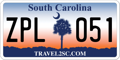 SC license plate ZPL051