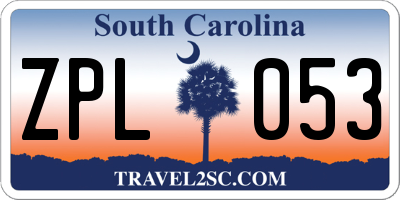 SC license plate ZPL053