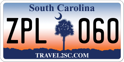 SC license plate ZPL060