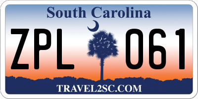 SC license plate ZPL061