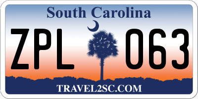 SC license plate ZPL063