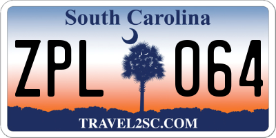 SC license plate ZPL064