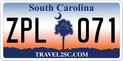 SC license plate ZPL071