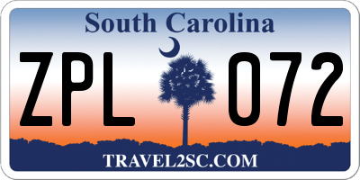SC license plate ZPL072