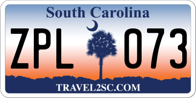 SC license plate ZPL073