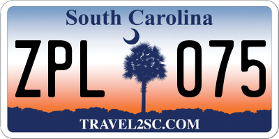 SC license plate ZPL075
