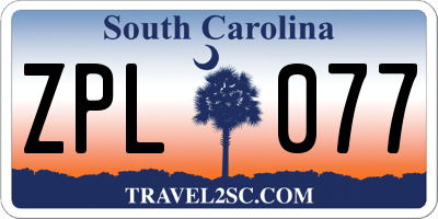 SC license plate ZPL077