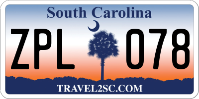 SC license plate ZPL078