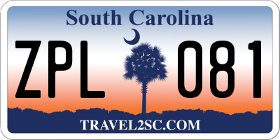 SC license plate ZPL081