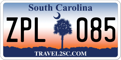 SC license plate ZPL085