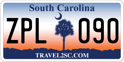 SC license plate ZPL090