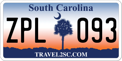 SC license plate ZPL093