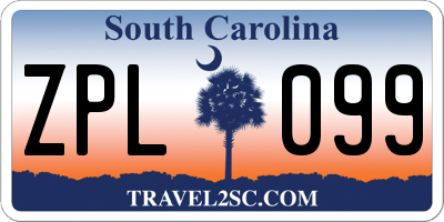 SC license plate ZPL099