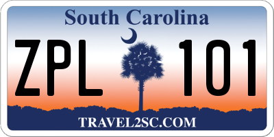 SC license plate ZPL101