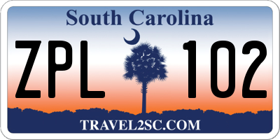 SC license plate ZPL102