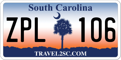 SC license plate ZPL106