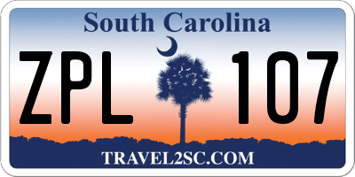 SC license plate ZPL107