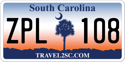 SC license plate ZPL108
