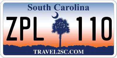 SC license plate ZPL110