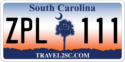 SC license plate ZPL111