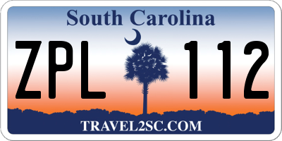 SC license plate ZPL112