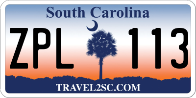 SC license plate ZPL113