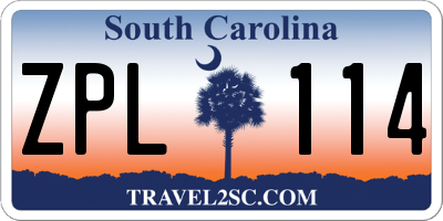 SC license plate ZPL114