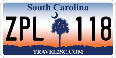 SC license plate ZPL118