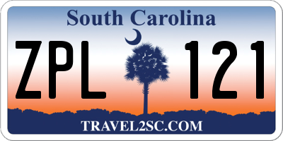 SC license plate ZPL121
