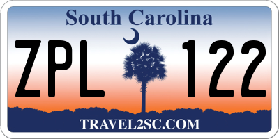 SC license plate ZPL122