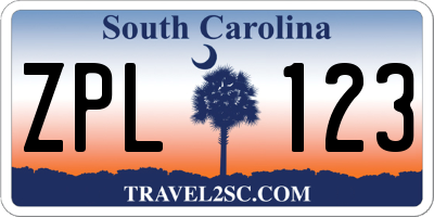SC license plate ZPL123