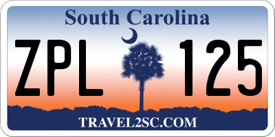 SC license plate ZPL125
