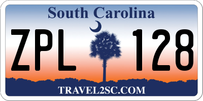 SC license plate ZPL128
