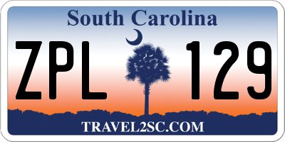 SC license plate ZPL129