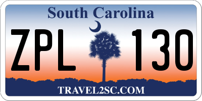 SC license plate ZPL130