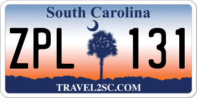 SC license plate ZPL131