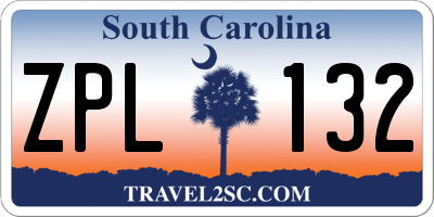 SC license plate ZPL132