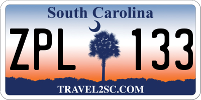 SC license plate ZPL133