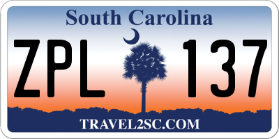 SC license plate ZPL137