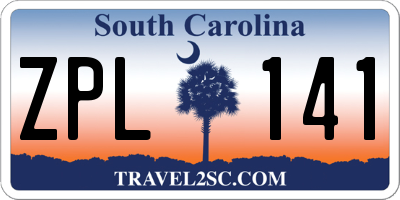 SC license plate ZPL141