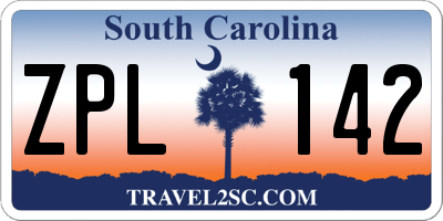 SC license plate ZPL142