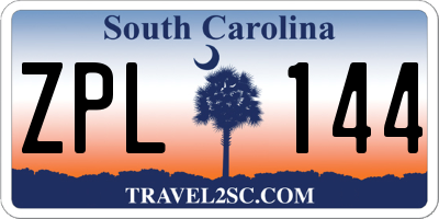 SC license plate ZPL144