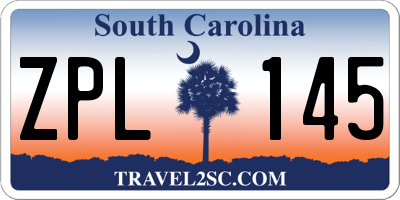 SC license plate ZPL145