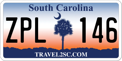SC license plate ZPL146
