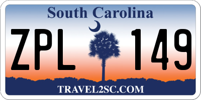 SC license plate ZPL149