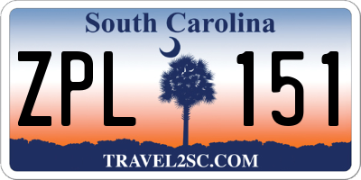 SC license plate ZPL151
