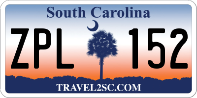 SC license plate ZPL152