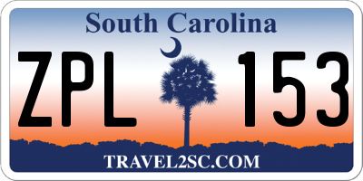 SC license plate ZPL153